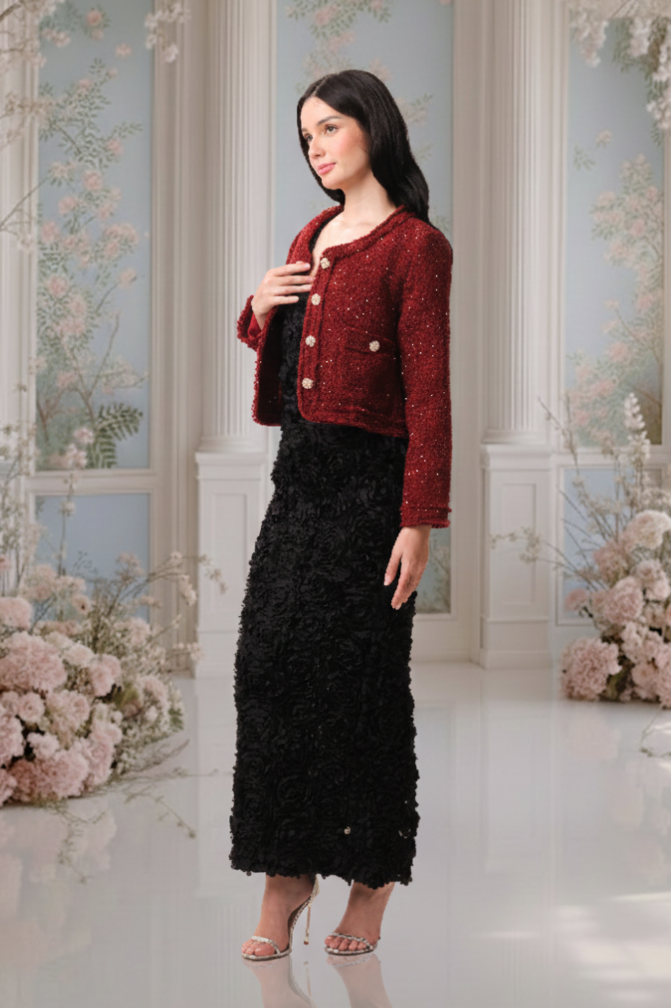 SOMERSET BAY - LONG SLEEVE JACKET - PINK & MAROON