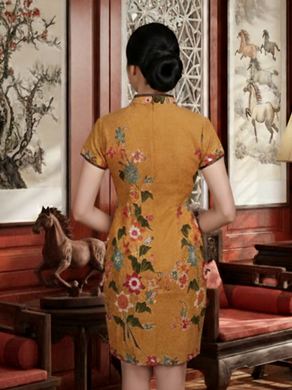 INDIE - MINI CHEONGSAM DRESS - BROWN