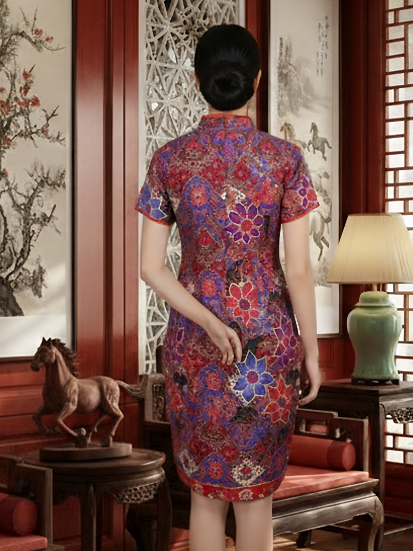 INDIE - MINI CHEONGSAM DRESS - PURPLE