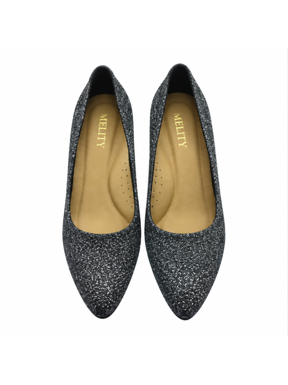 Angel & Kelly - Dark Grey-Green Glitter Court Pumps