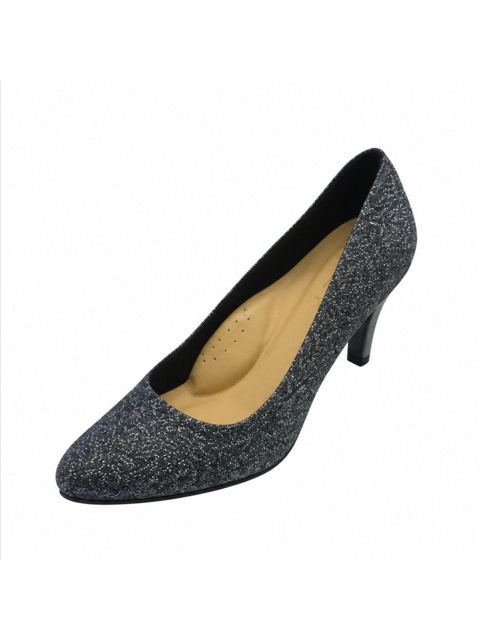 Angel & Kelly - Dark Grey-Green Glitter Court Pumps