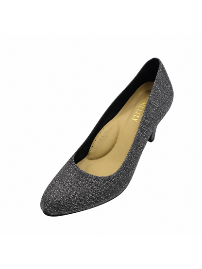 Angel & Kelly - Charcoal Grey Glitter Court Pumps