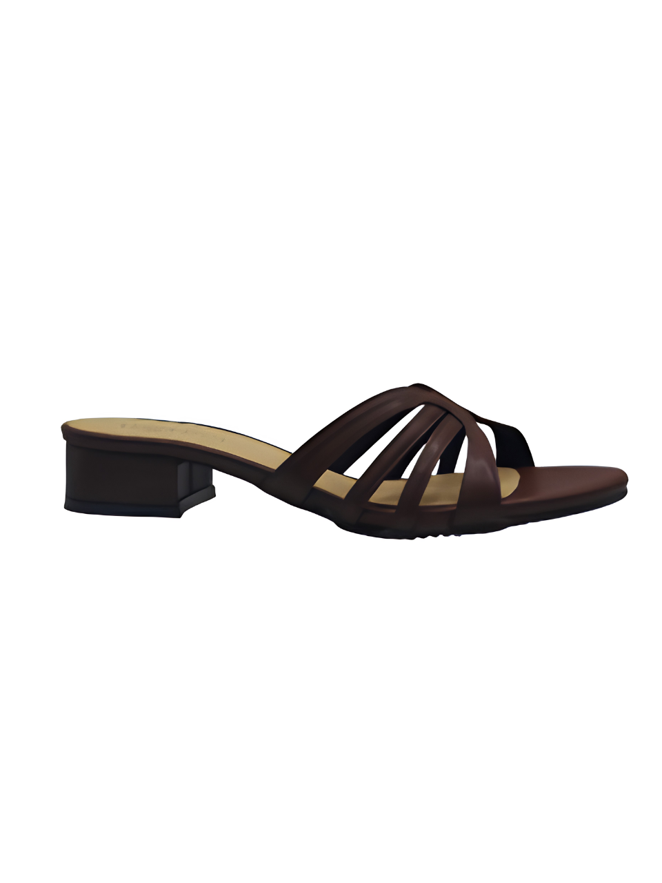 Angel & Kelly - Brown Strappy Low-Heel Mule Sandals