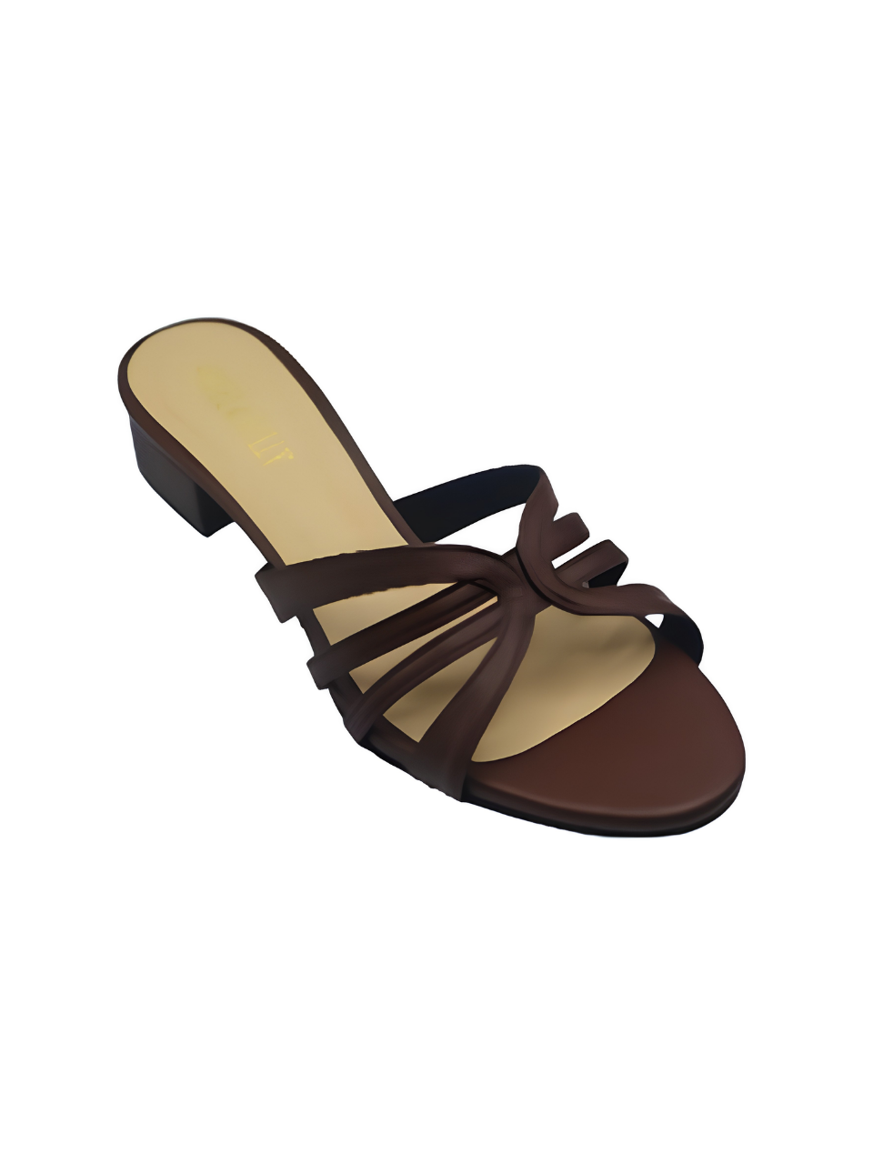 Angel & Kelly - Brown Strappy Low-Heel Mule Sandals