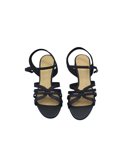 Angel & Kelly - Black Strappy Block-Heel Sandals
