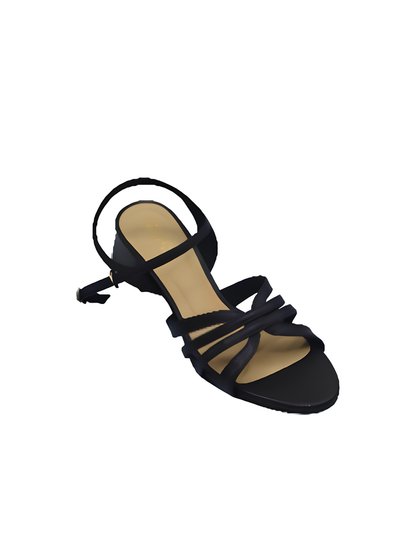 Angel & Kelly - Black Strappy Block-Heel Sandals