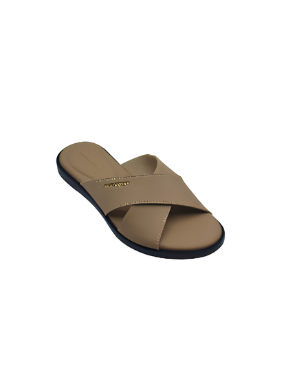 Angel & Kelly - Beige Crossover Flat Slides
