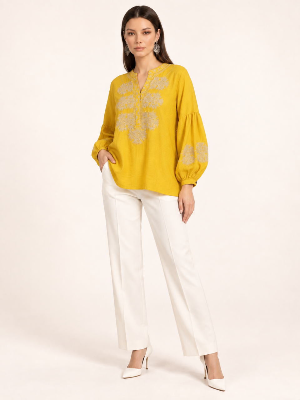 East India Company - Sheena, Embroidered Long Sleeve Blouse