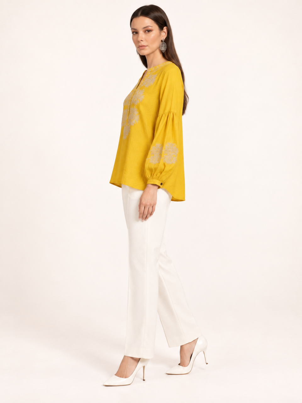 East India Company - Sheena, Embroidered Long Sleeve Blouse