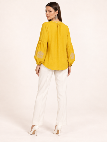 East India Company - Sheena, Embroidered Long Sleeve Blouse