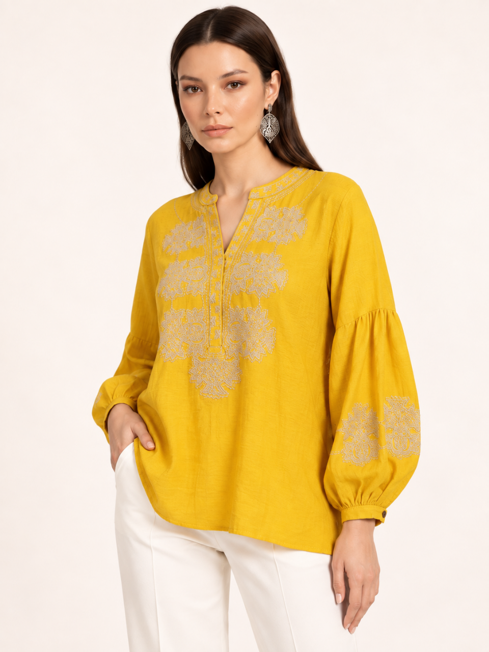 East India Company - Sheena, Embroidered Long Sleeve Blouse