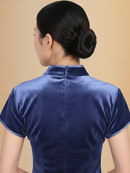INDIE - LONG CHEONGSAM DRESS - BLUE