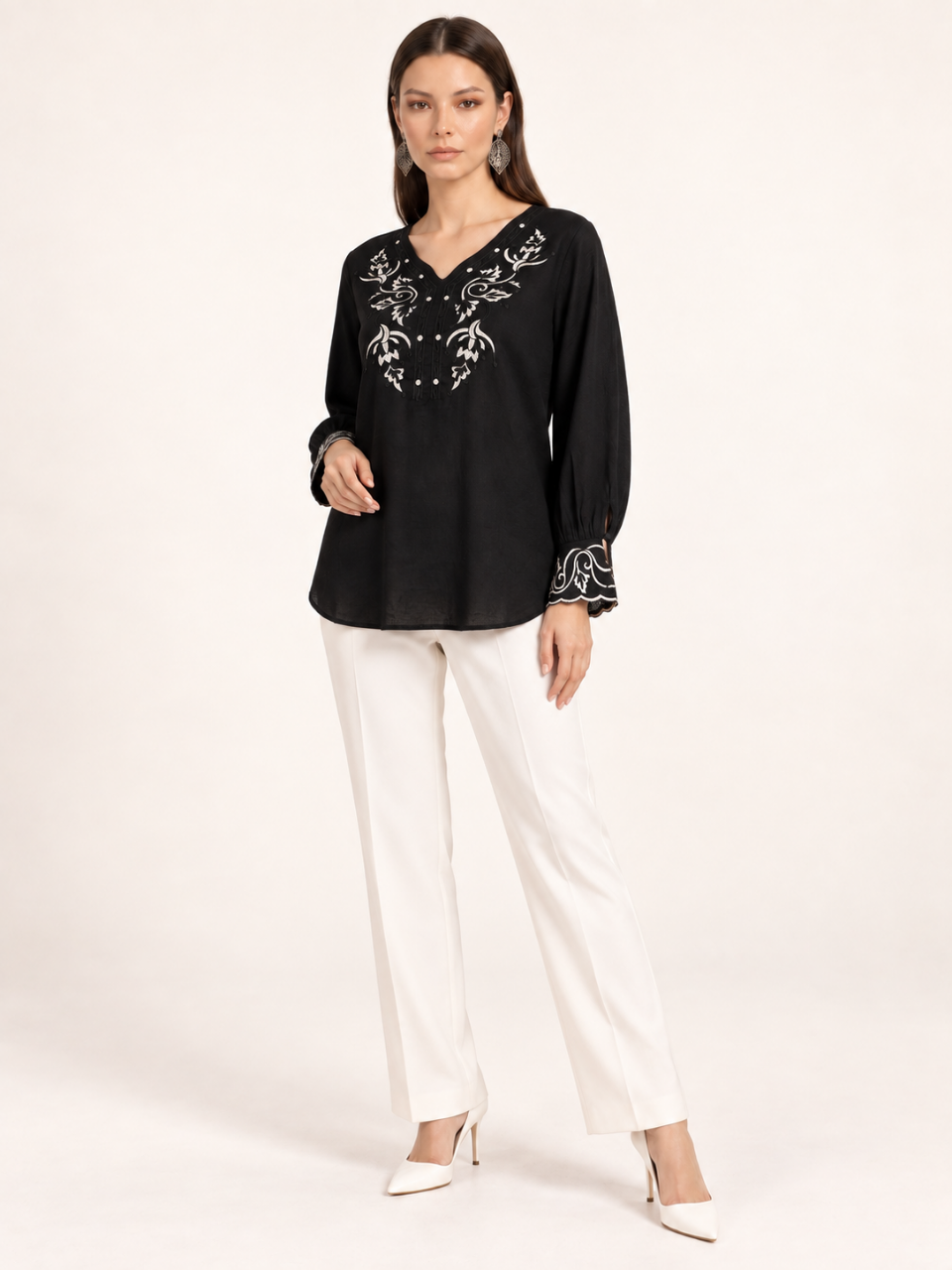 East India Company - Sheena, Embroidered Long Sleeve Blouse