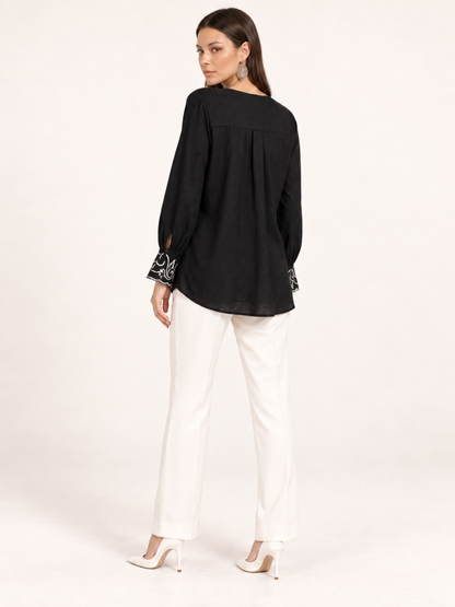 East India Company - Sheena, Embroidered Long Sleeve Blouse