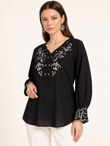 East India Company - Sheena, Embroidered Long Sleeve Blouse