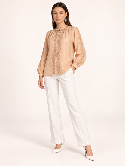 East India Company - Sheena, Embroidered Long Sleeve Blouse