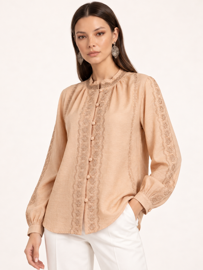 East India Company - Sheena, Embroidered Long Sleeve Blouse
