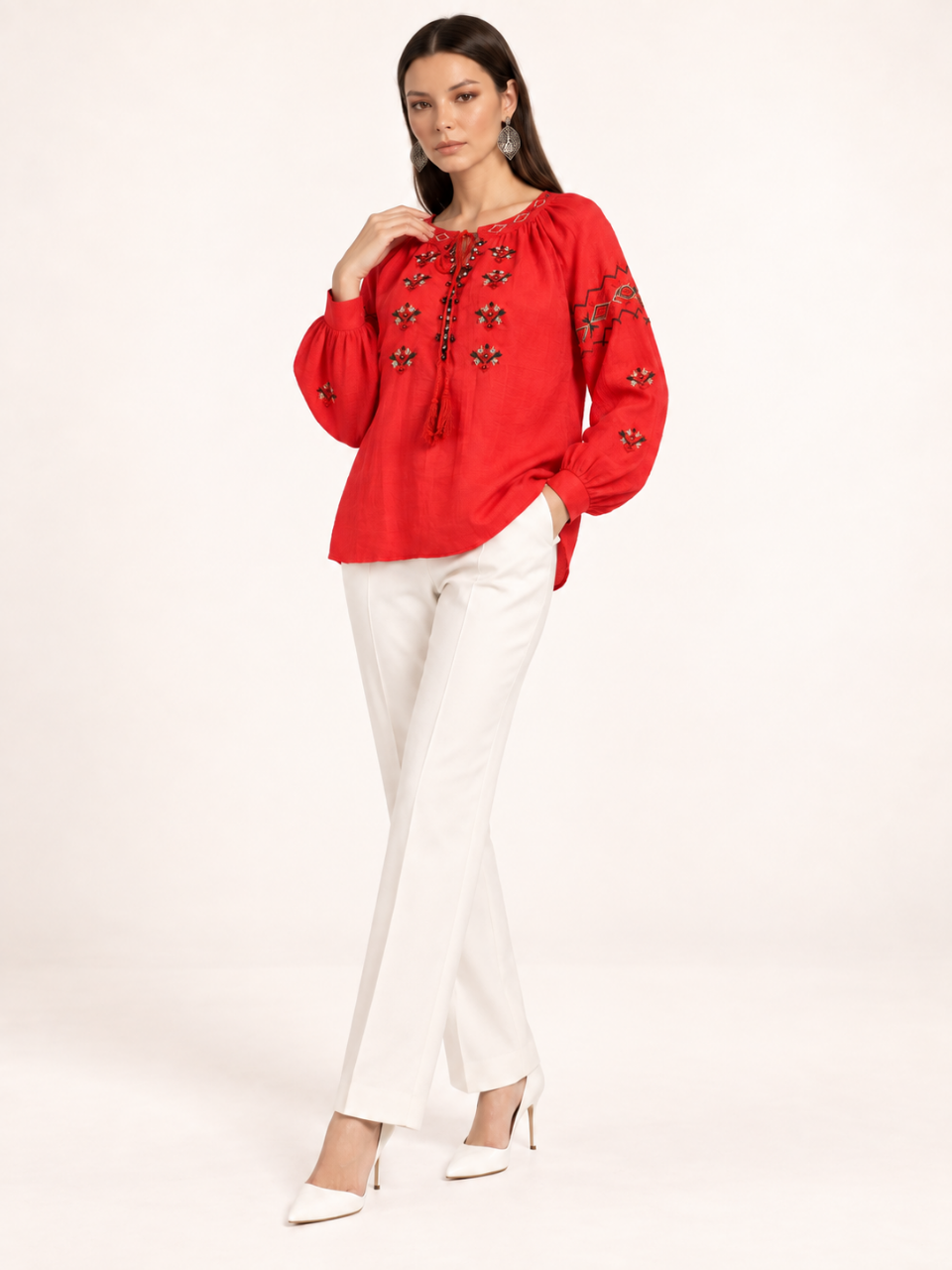 East India Company - Sheena, Embroidered Long Sleeve Blouse