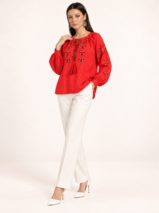 East India Company - Sheena, Embroidered Long Sleeve Blouse