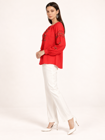 East India Company - Sheena, Embroidered Long Sleeve Blouse
