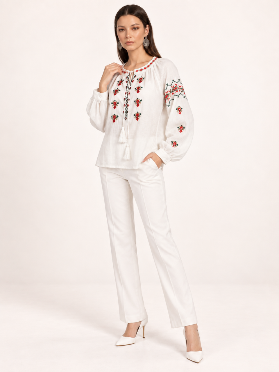 East India Company - Sheena, Embroidered Long Sleeve Blouse