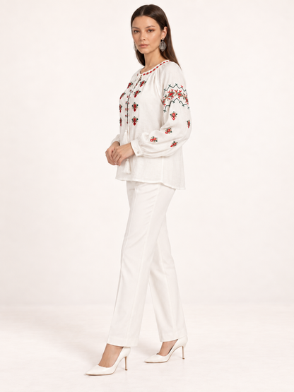 East India Company - Sheena, Embroidered Long Sleeve Blouse