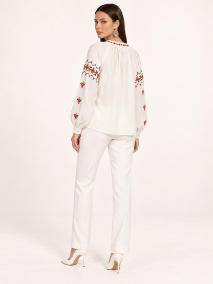 East India Company - Sheena, Embroidered Long Sleeve Blouse
