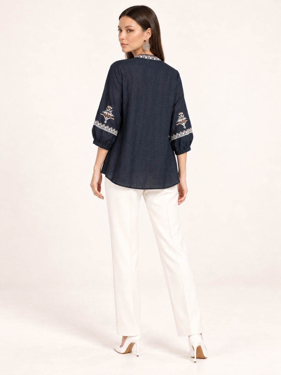 East India Company - Sheena, Embroidered Long Sleeve Blouse