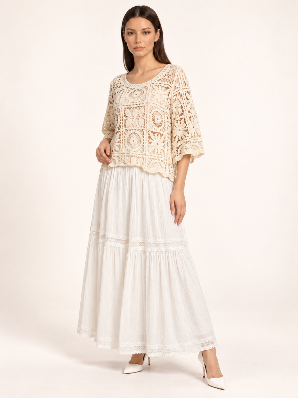 East India Company - Zoel, Crachet Lace Knit Top