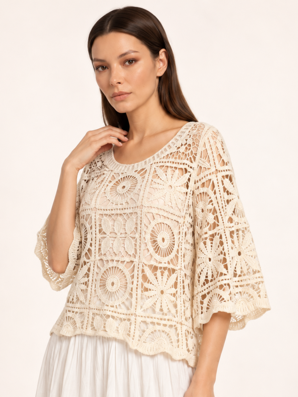 East India Company - Zoel, Crachet Lace Knit Top
