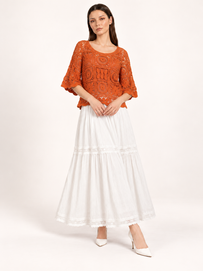 East India Company - Zoel, Crachet Lace Knit Top