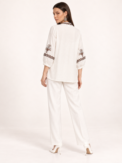 East India Company - Sheena, Embroidered Long Sleeve Blouse