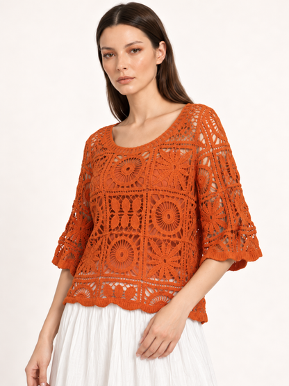 East India Company - Zoel, Crachet Lace Knit Top