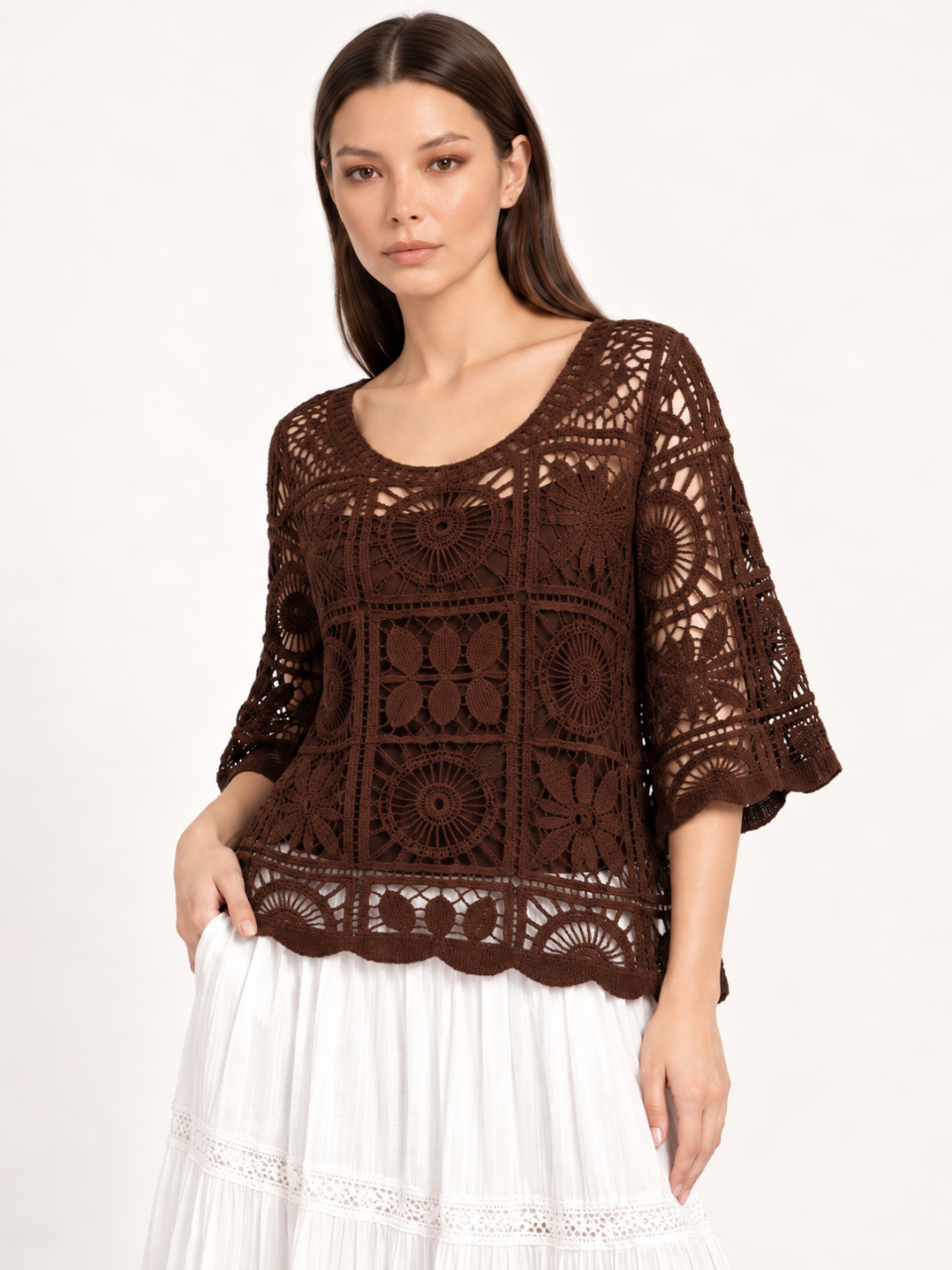 East India Company - Zoel, Crachet Lace Knit Top