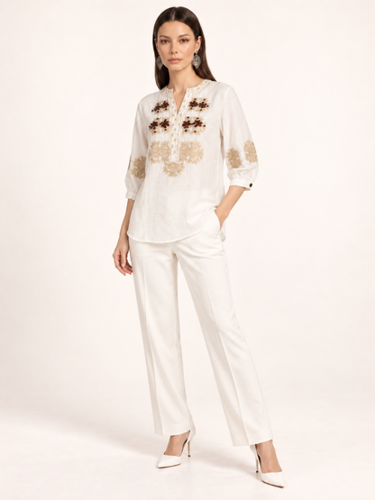 East India Company - Sheena, Embroidered Long Sleeve Blouse