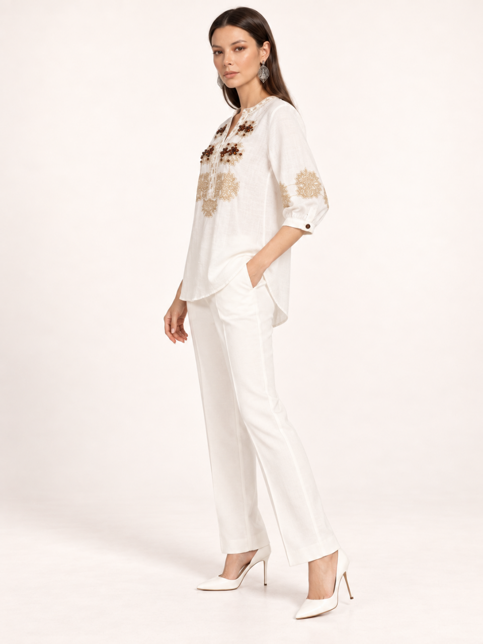 East India Company - Sheena, Embroidered Long Sleeve Blouse
