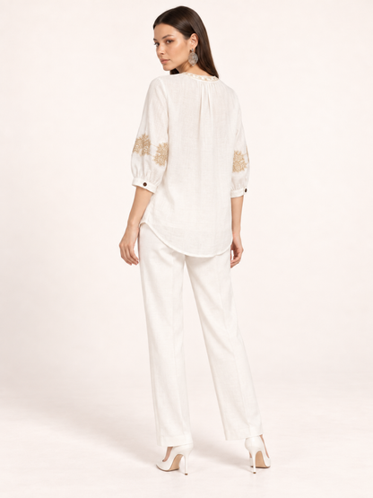 East India Company - Sheena, Embroidered Long Sleeve Blouse