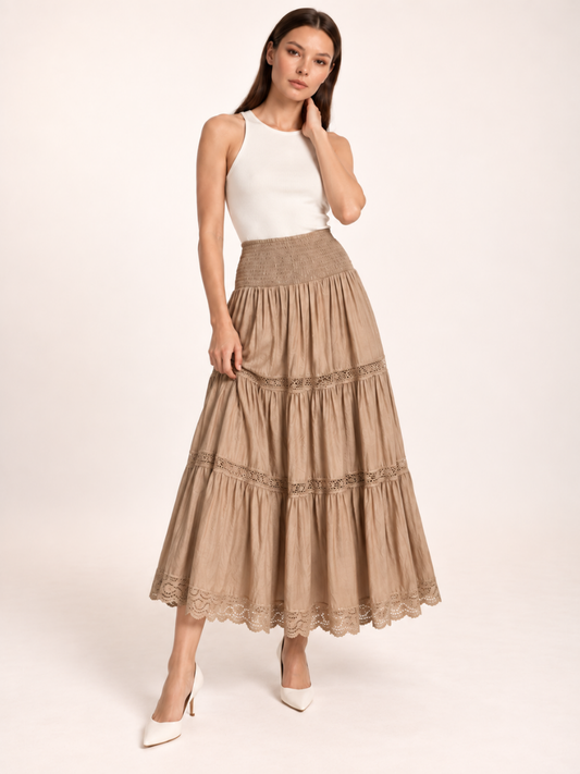 East India Company - Simone, Tiered Long Skirt