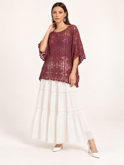 East India Company - Zoel, Patterned Crachet Knit Top