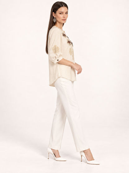 East India Company - Sheena, Embroidered Long Sleeve Blouse