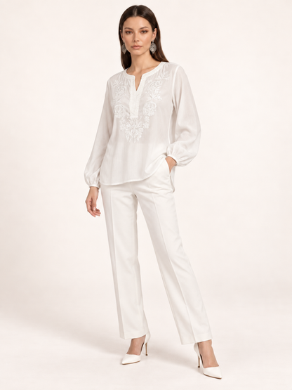 East India Company - Sheena, Embroidered Long Sleeve Blouse
