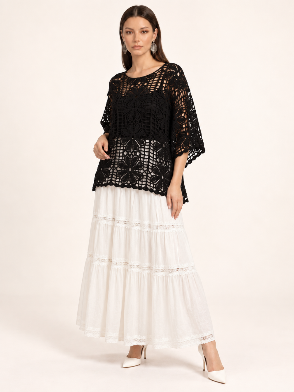East India Company - Zoel, Patterned Crachet Knit Top