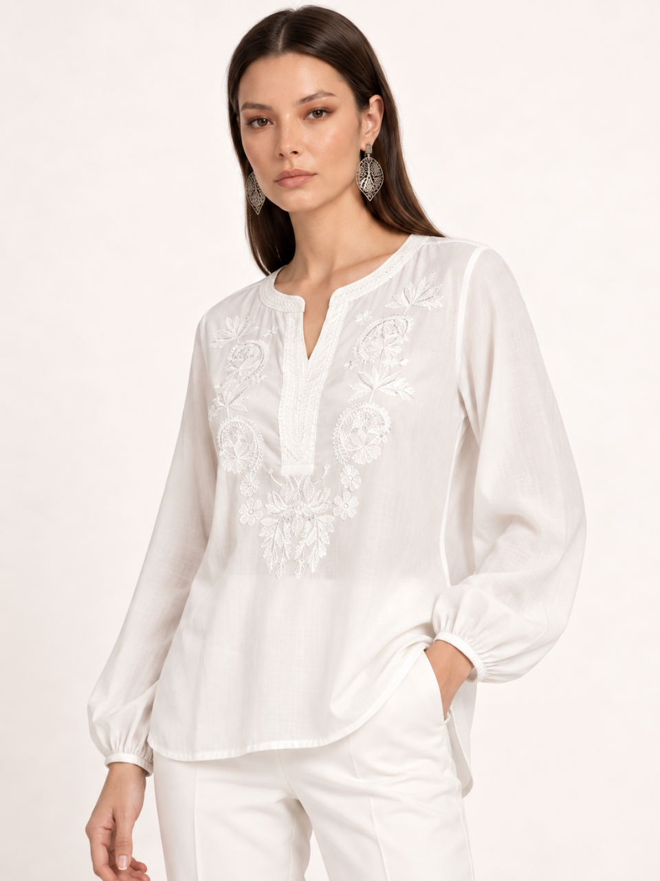 East India Company - Sheena, Embroidered Long Sleeve Blouse
