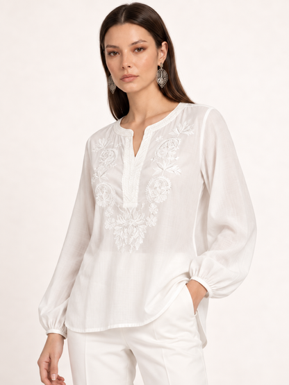 East India Company - Sheena, Embroidered Long Sleeve Blouse