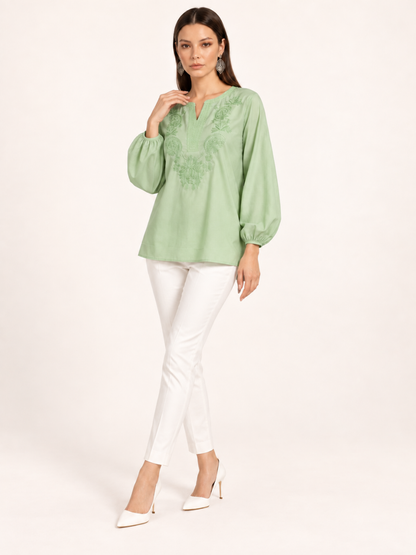 East India Company - Sheena, Embroidered Long Sleeve Blouse