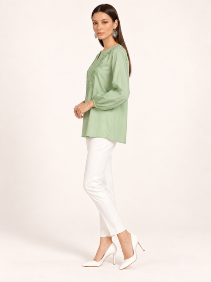 East India Company - Sheena, Embroidered Long Sleeve Blouse