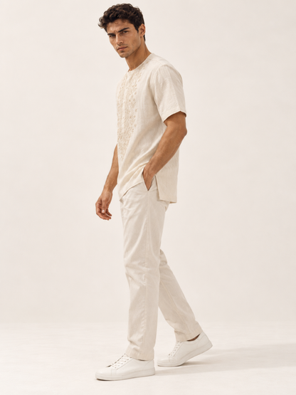 East India Company - Short Sleeve Embroidery Kurta