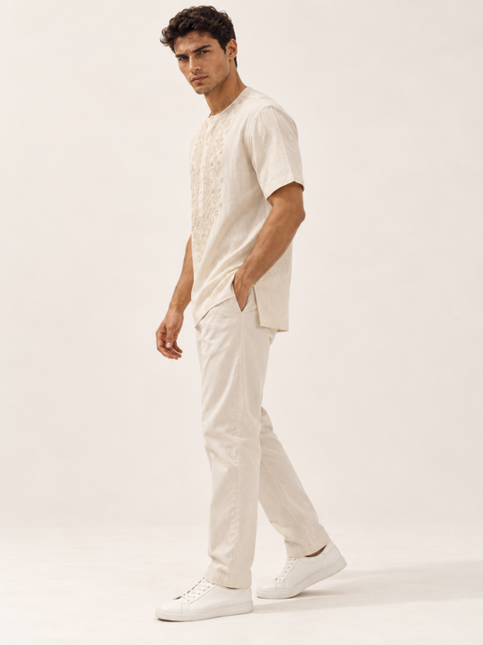 East India Company - Short Sleeve Embroidery Kurta