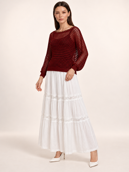 East India Company - Micah, Mechanical Knit Top - Maroon, Mocha, Black, Brown