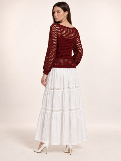 East India Company - Micah, Mechanical Knit Top - Maroon, Mocha, Black, Brown